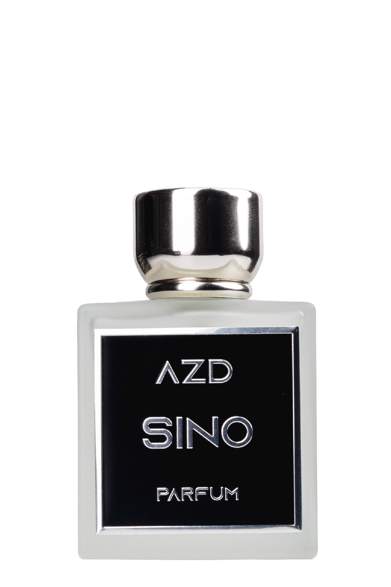 Parfum bottle labeled 'AZD Sino' on a light gray background