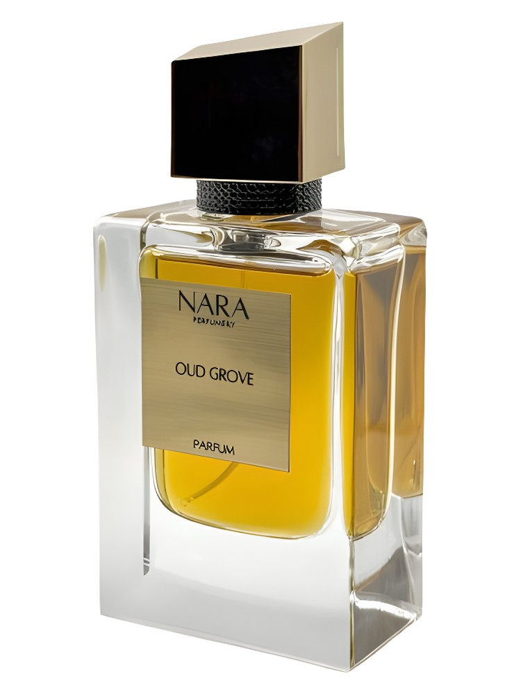 Nara Oud Grove perfume bottle on a white background