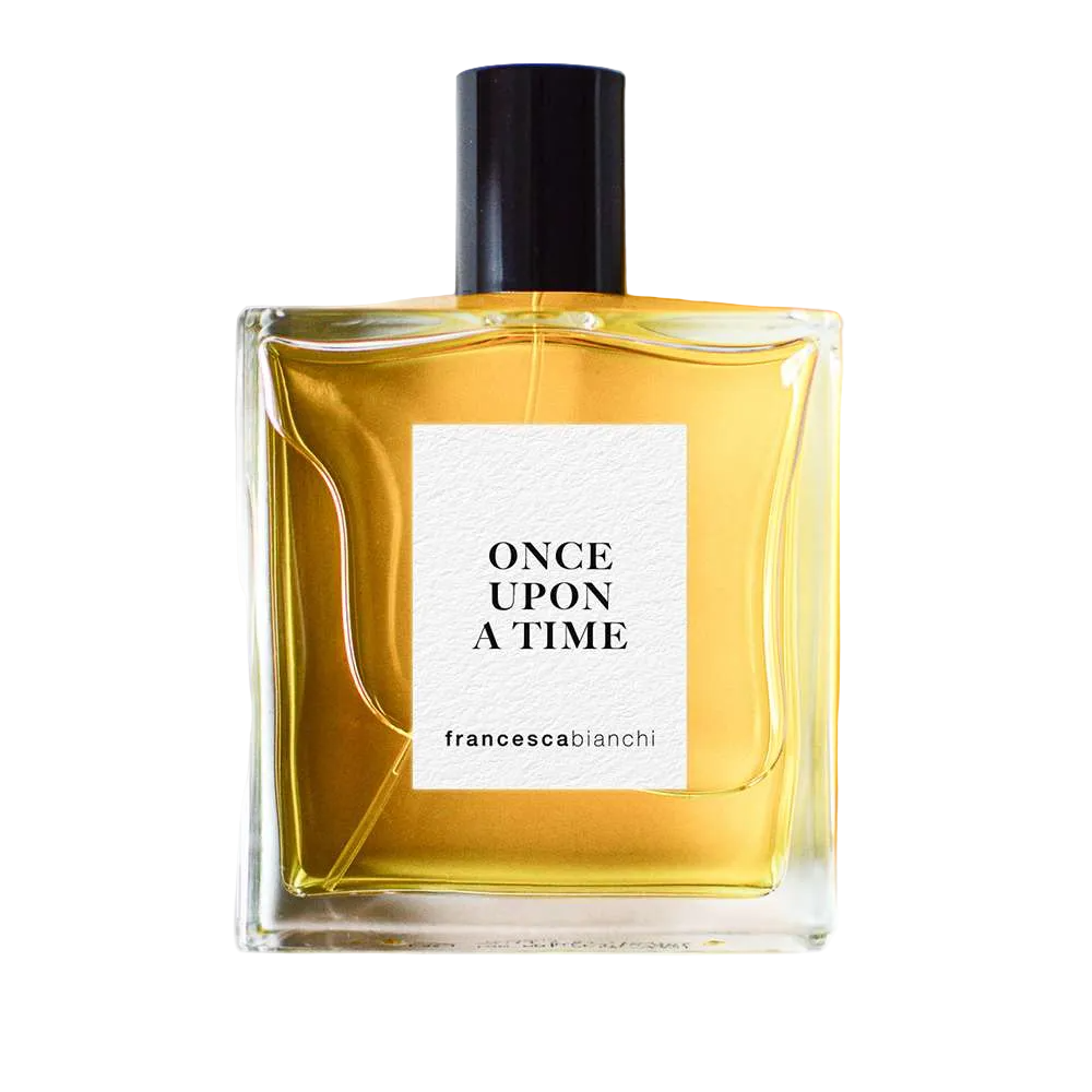 Perfume bottle labeled 'Once Upon a Time' by francescabianchi on a white background